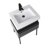 Dakota 24″ Modern Bathroom Vanity Rock Gray with Black Hardware