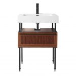 Dakota 24″ Modern Bathroom Vanity Teak Brown with Black Hardware