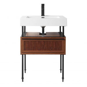 Dakota 24" Modern Bathroom Vanity  Teak Brown with Black Hardware