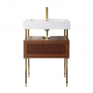 Dakota 24" Modern Bathroom Vanity  Teak Brown with Satin Bras Hardware