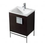 Shawbridge 24″ Modern Bathroom Vanity Black Oak Straight Grain with Polished Chrome Hardware