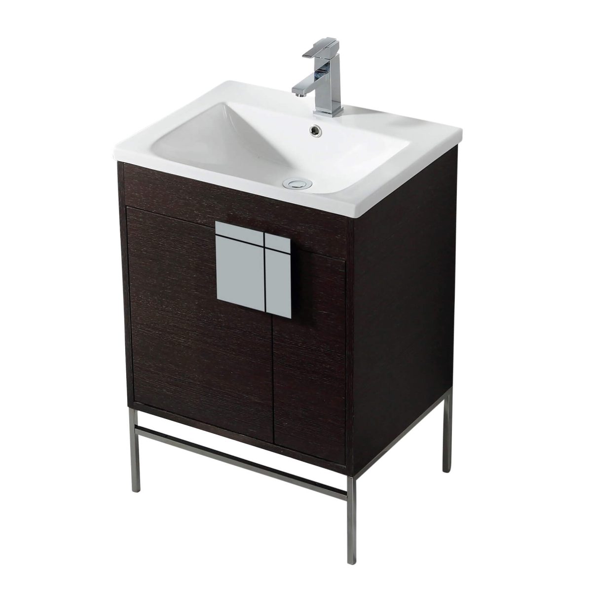 Shawbridge 24" Modern Bathroom Vanity  Black Oak Straight Grain with Polished Chrome Hardware