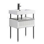 Dakota 24″ Modern Bathroom Vanity White with Black Hardware
