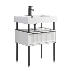 Dakota 24" Modern Bathroom Vanity  White with Black Hardware