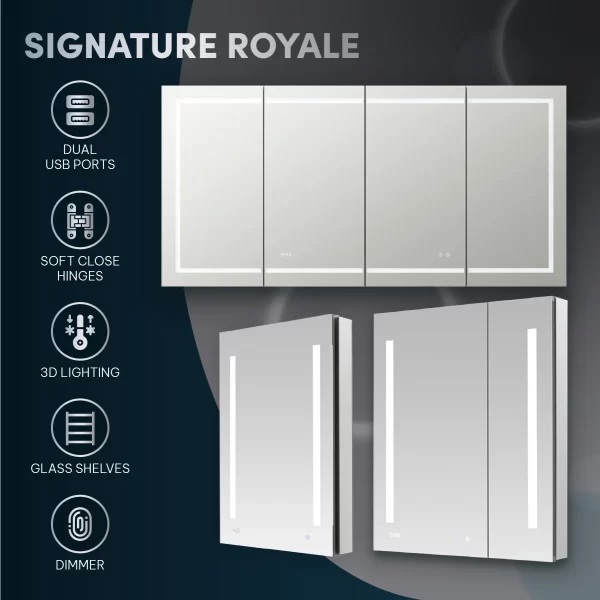 Signature Royale 24 Inch x 30 Inch Left Sided LED Lighted Mirror Medicine Cabinet