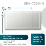 Signature Royale 72 Inch x 36 Inch LED Lighted Mirror Glass Medicine Cabinet