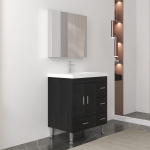 Alya Bath Ripley 30 Inch Modern Bathroom Vanity, Black