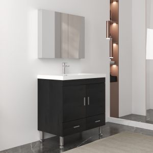 Alya Bath Ripley 36 Inch Modern Bathroom Vanity, Black