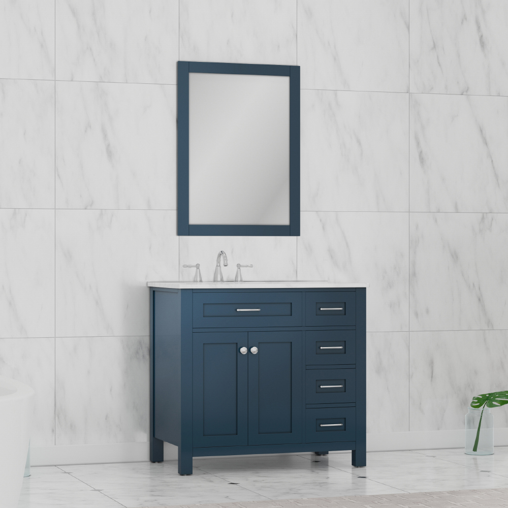 36 inch blue bathroom clearance vanity with top
