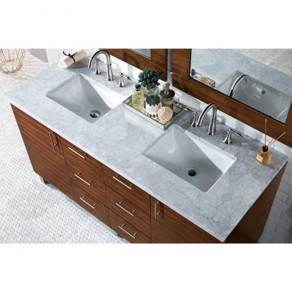 Metropolitan 60 inch Double Bathroom Vanity in American Walnut