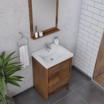 Alya Bath Sortino 24 Inch Modern Bathroom Vanity In Rosewood