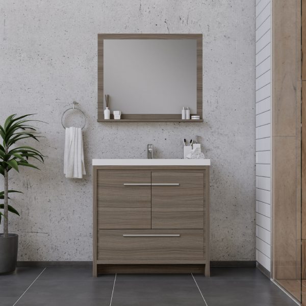 Alya Bath Sortino 36 Inch Modern Bathroom Vanity Gray
