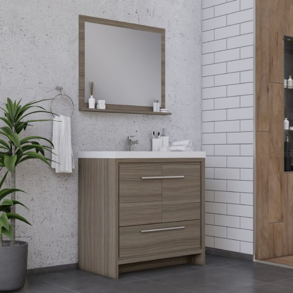 Sortino 36 inch Modern Bathroom Vanity in Gray With Sink