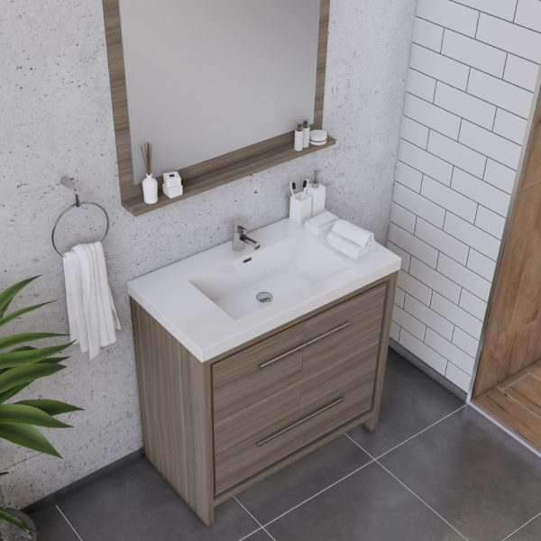 Sortino 36 inch Modern Bathroom Vanity in Gray With Sink