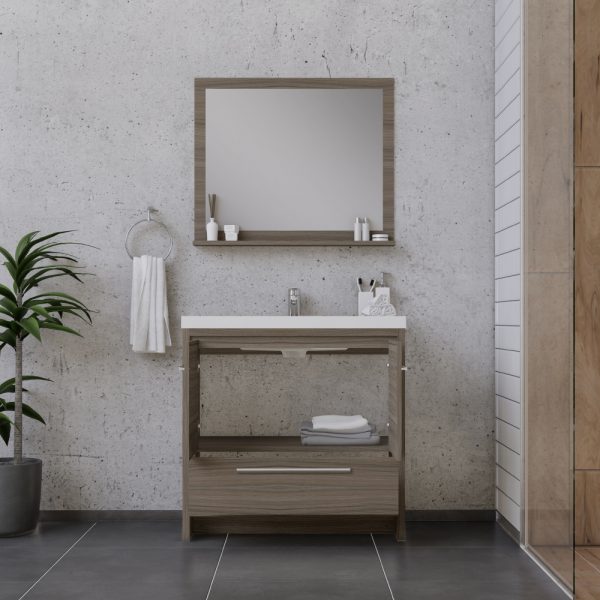 Sortino 36 inch Modern Bathroom Vanity in Gray With Sink