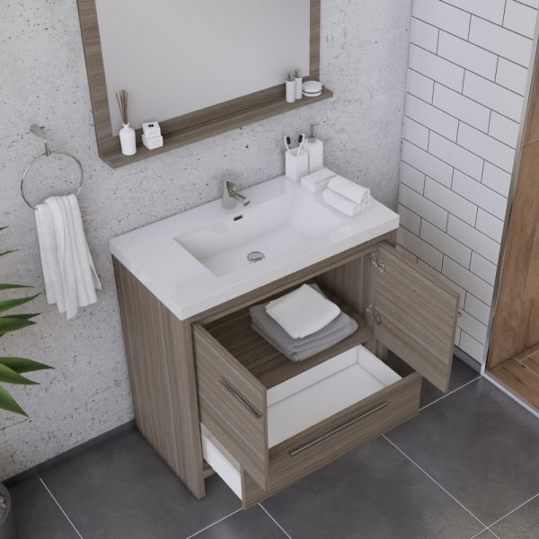 Sortino 36 inch Modern Bathroom Vanity in Gray With Sink