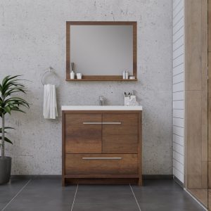 Alya Bath Sortino 36" Modern Bathroom Vanity, Rosewood