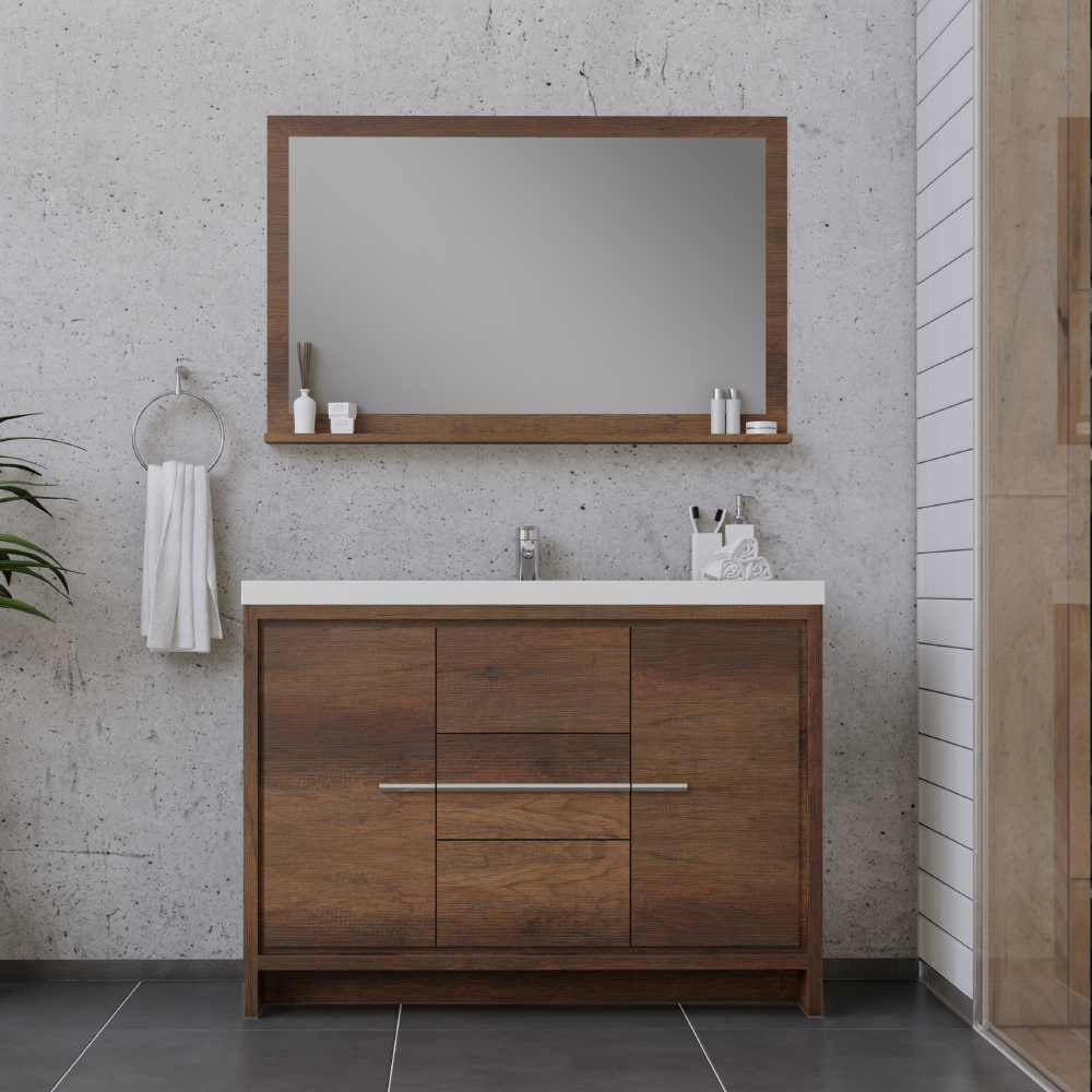 Alya Bath Sortino 84 Modern Bathroom Vanity, Rosewood