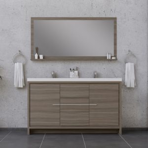 Sortino 60 inch Double Bathroom Vanity, Gray