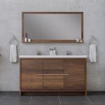 Alya Bath Sortino 60 Inch Double  Bathroom Vanity, Rosewood