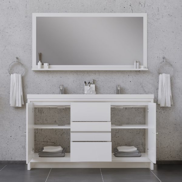 Alya Bath Sortino 60 Inch Double  Bathroom Vanity, White