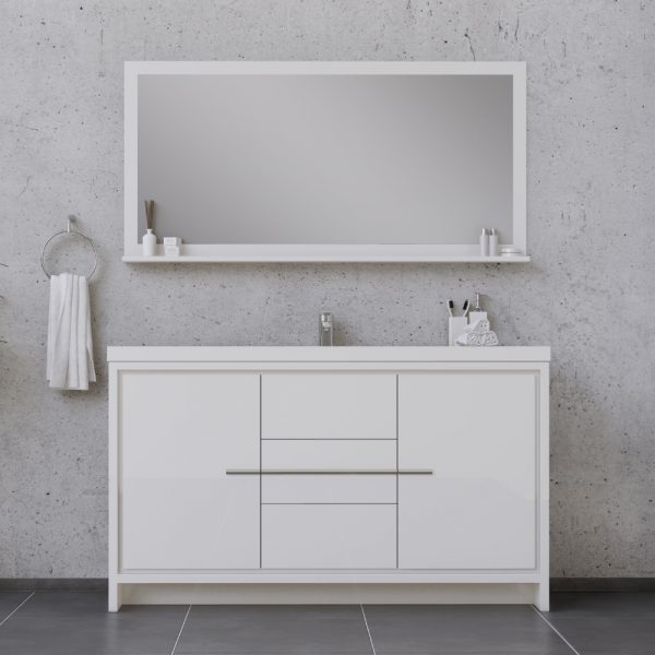 Alya Bath Sortino 60 Inch Single Bathroom Vanity, White