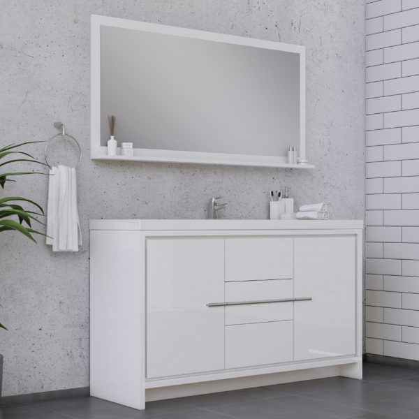 Alya Bath Sortino 60 Inch Single Bathroom Vanity, White