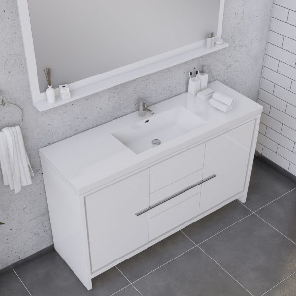 Alya Bath Sortino 60 Inch Single Bathroom Vanity, White