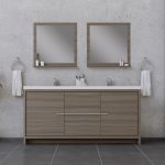 Alya Bath Sortino 72 Inch Double Modern Bathroom Vanity Gray