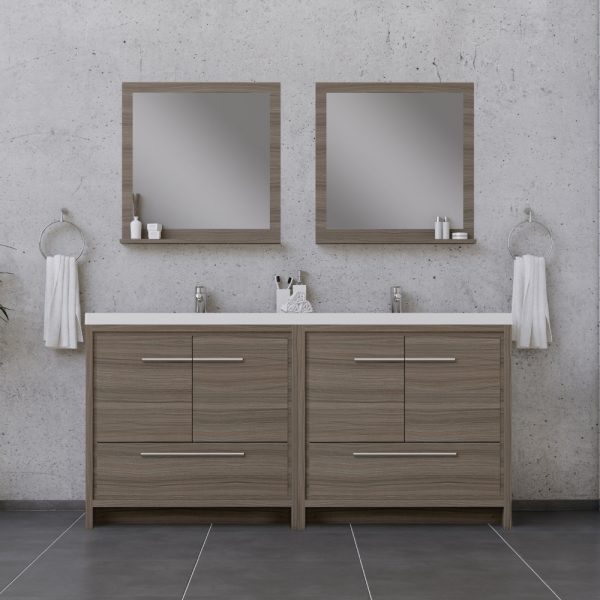 Sortino 72 Inch Double Bathroom Vanity, Gray