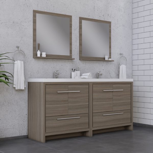 Sortino 72 Inch Double Bathroom Vanity With Sink - Gray