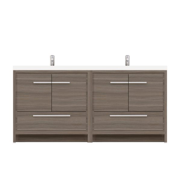 Sortino 72 Inch Double Bathroom Vanity With Sink - Gray
