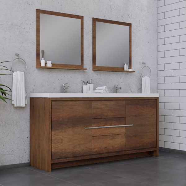 Alya Bath Sortino 72 Inch Double  Bathroom Vanity, Rosewood