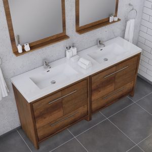 Alya Bath Sortino 72 Inch Double Bathroom Vanity, Rosewood
