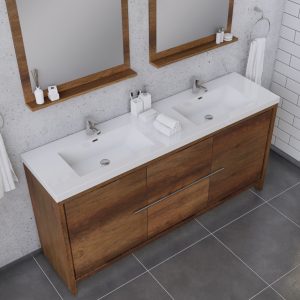 Alya Bath Sortino 72 Inch Double  Bathroom Vanity, Rosewood