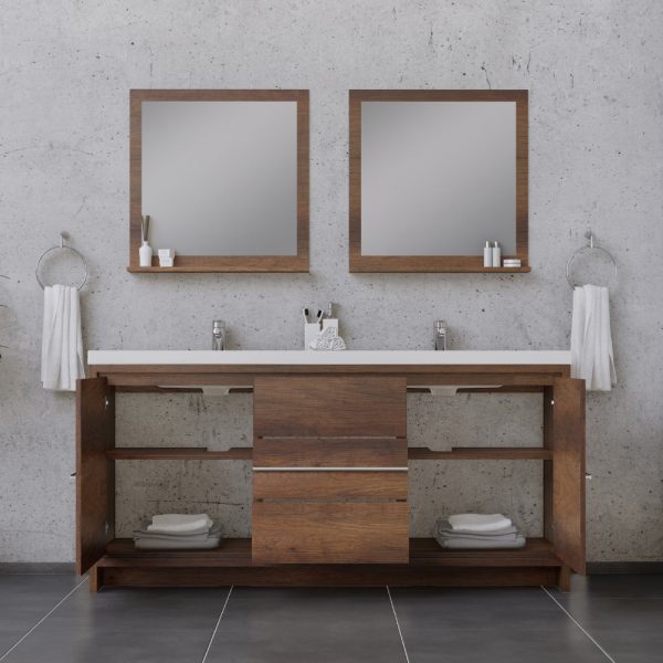 Alya Bath Sortino 72 Inch Double  Bathroom Vanity, Rosewood