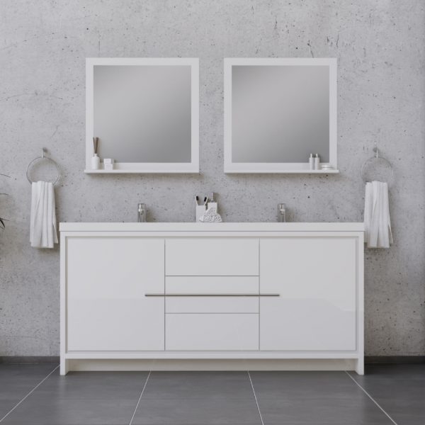 Alya Bath Sortino 72 Inch Double  Bathroom Vanity, White