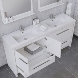 Alya Bath Sortino 72 Inch Double Bathroom Vanity, White