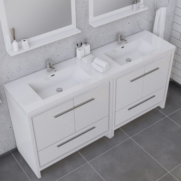 Alya Bath Sortino 72 Inch Double Bathroom Vanity, White