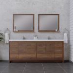 Alya Bath Sortino 84 Inch Double Bathroom Vanity, Rosewood 1