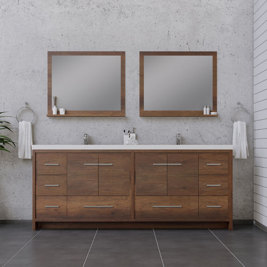 Alya Bath Sortino 84 Modern Bathroom Vanity, Rosewood