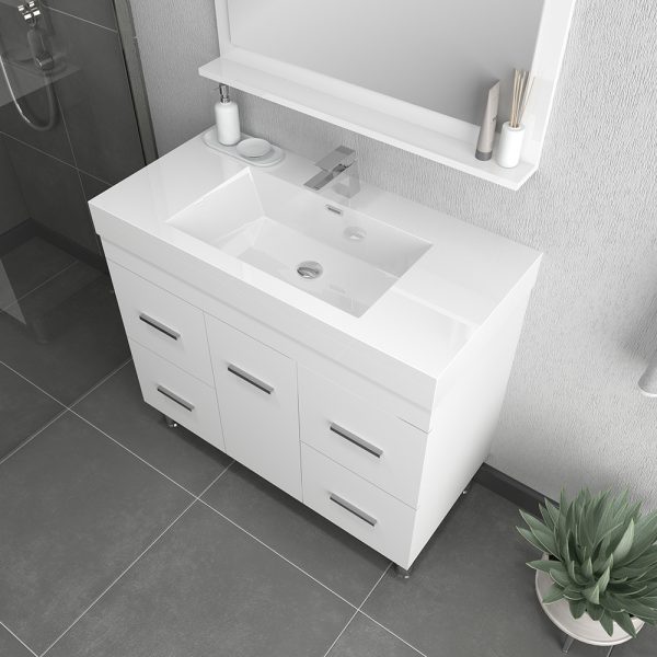 Alya Bath Ripley 39 inch Modern Bathroom Vanity, White