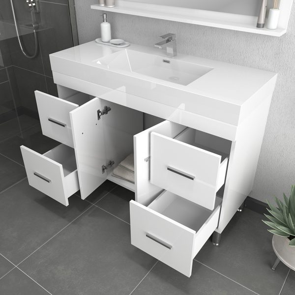 Alya Bath Ripley 48 inch Modern Bathroom Vanity, White
