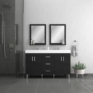Alya Bath Ripley Modern 56 inch Double Bathroom Vanity, Black