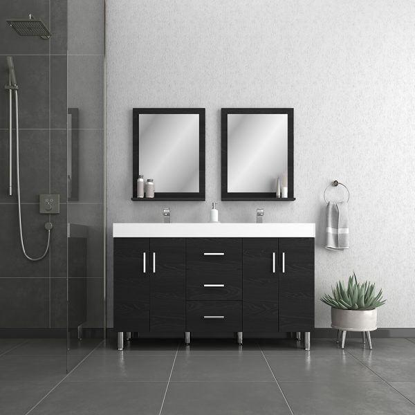Alya Bath Ripley Modern 56 inch Double Bathroom Vanity, Black