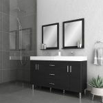 Alya Bath Ripley Modern 56 inch Double Bathroom Vanity, Black 2