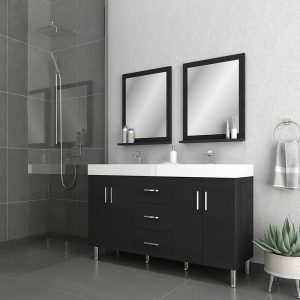 Alya Bath Ripley Modern 56 inch Double Bathroom Vanity, Black