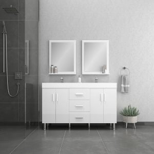 Alya Bath Ripley Modern 56 inch Double Bathroom Vanity, White