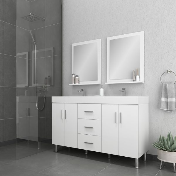 Alya Bath Ripley Modern 56 inch Double Bathroom Vanity, White