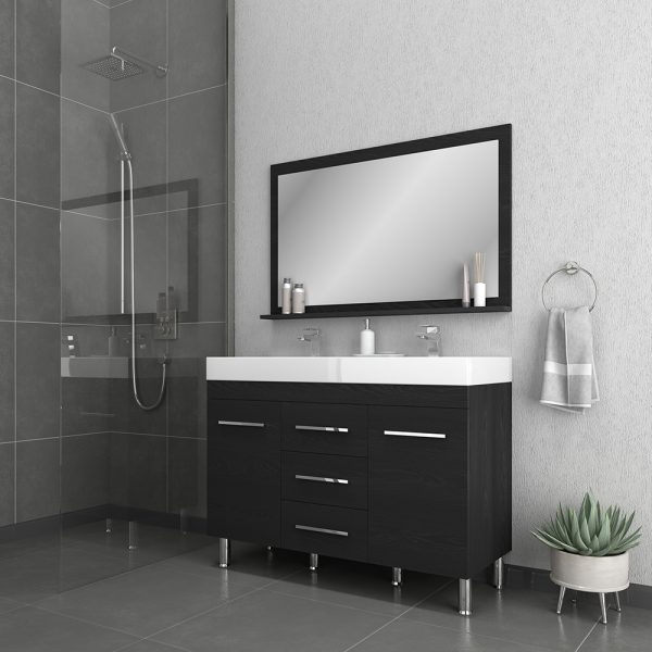 Alya Bath Ripley 48 inch Double Bathroom Vanity, Black